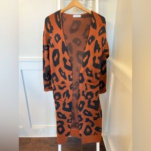 Leopard print long sweater/duster